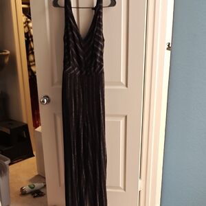 Torrid Black and Silver Plunge Jumpsuit
